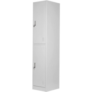 METAL DOUBLE-DOOR LOCKER ASSEMBLED 380w x 450d x 1850h (LIGHT GREY)