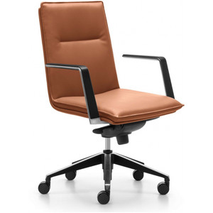 Mirage Medium Back Executive Chair in Tan Leather, Each