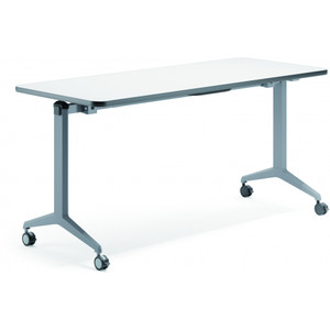 Flip Table with Silver Frame and White Top W1500 x D750mm, Each