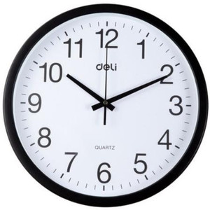 Deli 37cm Black Round Wall Clock