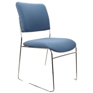 Vista Solid Rod Visitor Chair with Chrome Frame and Cobalt Fabric - Assembled, Each