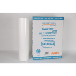 Visper RS50 Multi-Purpose Perforated Industrial Towel White 50cm x 70m, 140 Sheets per Roll, Carton of 3 Rolls