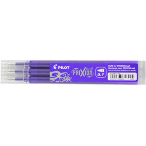 Pilot FriXion Ball Pen 0.7mm Fine Violet Refill Pack of 3