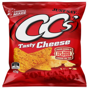 CC'S TASTY CHEESE CORN CHIPS 45GM (Carton of 18) *** Short Dated: 21-Mar-2026 ***