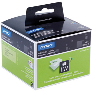DYMO LABELWRITER - LABELS Clear Plastic Address 36 x 89mm, Bx260 99013