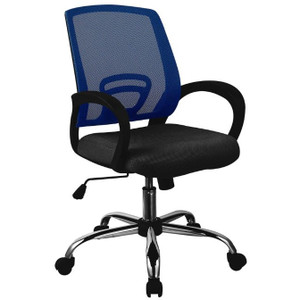 Trice Mid Back Chair With Arms Blue Mesh Back Black Fabric Seat