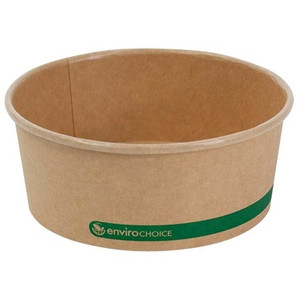 PLAnet Container Round Salad Bowl PLA Lined Paperboard Kraft 24 oz CTN300