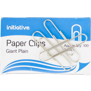 INITIATIVE PAPER CLIP GIANT PLAIN 50MM PACK 100 *** While Stocks Last - please enquire to confirm availability ***