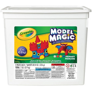 907G RE-SEALABLE MODEL MAGIC BUCKET - PRIMARY COLOURS WHITE RED YELLOW BLUE (4 PACKS OF 226G)