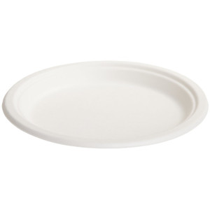Sugarcane Round Plate 222mm x 20mm (9″) White, Carton of 500