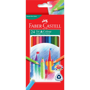 FABER-CASTELL TRI-GRIP PENCILS Coloured Assorted 24s