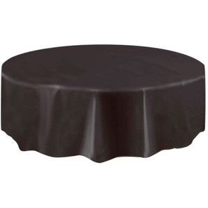 Midnight Black Unique Plastic Table Cover Round 213cm Diameter (84"), Each
