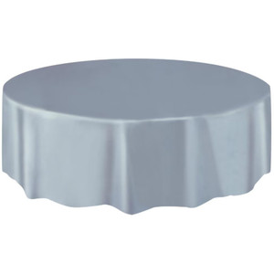 Silver Unique Plastic Table Cover Round 213cm Diameter (84"), Each