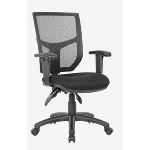 HALO MESH BACK CHAIR ADJUSTABLE SEAT/ BACK HEIGHT & TILT WITH ARMS 135KG RATING