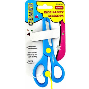 OSMER 134mm KIDS SAFETY SCISSOR - SPRING HANDLE - BLUE