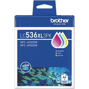 Brother LC-536XL3PK Original Cyan, Magenta Yellow Ink Cartridge 1.5K Yield Suits MFC-J4355DW/ J4555DW/ J6560DW/ J6975DW/ J5110DW, Value Pack of 3