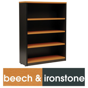 LOGAN BOOKCASE 1200X900 3 Shelf Beech & Ironstone