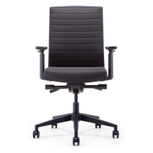 INTELL FABRIC OFFICE CHAIR Black Fabric Seat+Synchron Adjustable Arms+Seat Slider