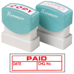 XSTAMPER - 1 COLOUR - TITLES P-Q 1533 Paid/Date/Chq no. Red