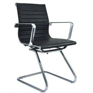 FOI MERCURY PADDED OFFICE CHAIR Chrome Cantilever Base Synthetic Leather with Extra Padding, Black