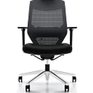 VOGUE OFFICE CHAIR Black Heavy Duty Medium Back Mesh Chair W/ Aluminium Base, Black Fabric Seat