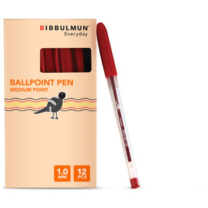 BIBBULMUN BALLPOINT PEN MEDIUM Red Pack of 12