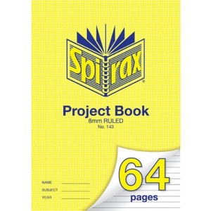 SPIRAX 143 PROJECT BOOK A4 64 PAGE 8MM RULED