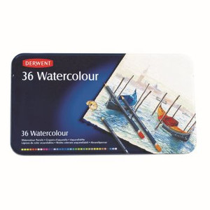 DERWENT WATERCOLOUR PENCILS Tin 36 Assorted