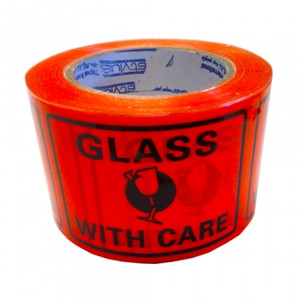 STYLUS LABELTAPE GLASS WITH CARE Fluoro Orange