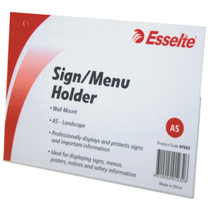 ESSELTE SIGN MENU HOLDER A5 Wall Mount Landscape *** While Stocks Last ***