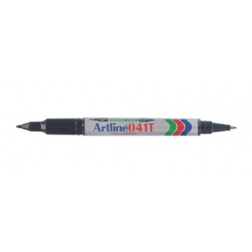 ARTLINE 041T BI-NIB MARKER Perm, 0.7 & 0.4mm Black, Bx12