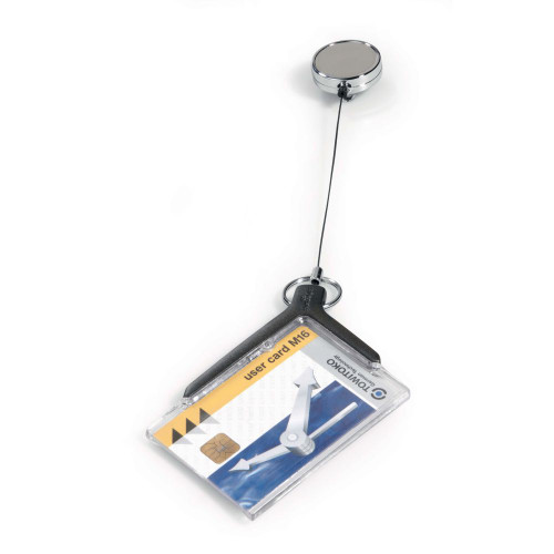 DURABLE ID CARD HOLDER ACRYLIC DELUXE PRO WITH REEL RETAIL PACK
