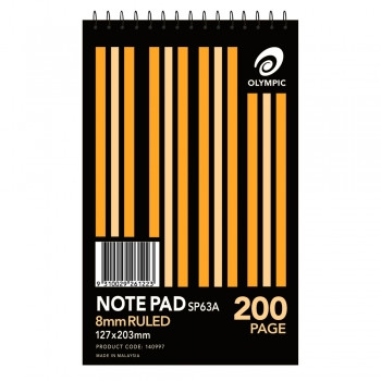 Olympic Spiral Note Pad SP63A 127 x 203mm 200 Page 8mm Top Bound(142457)
