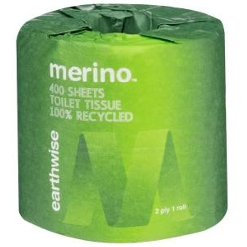 Merino Earthwise Toilet Tissue 400 Sheets 2 Ply 100% Recycled Carton of 48 *Out of stock*