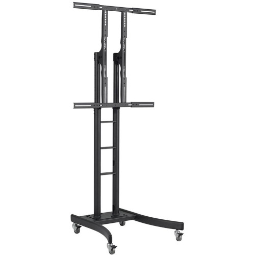 Atdec Telehook Floor TV Stand Cart With Shelf Black