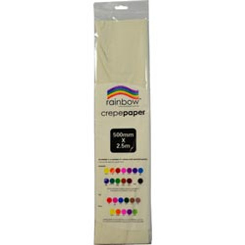 RAINBOW CREPE PAPER 500mmx2.5m White, Pk12