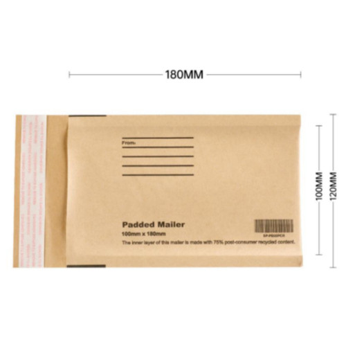 Paper Bubble Padded Bags 100 X 180 X 50mm Flap Brown - (PB00PCR) JL000 Equivalent, Carton of 500