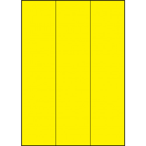 REDIFORM A4/3CVF YELLOW LABELS SHEET SQUARE EDGES 3 Up Fluoro Yellow - 70mm x 296mm (Box of 100)