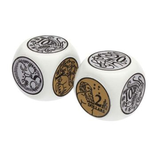 JUMBO COIN DICE, SET OF 2 AUST COIN ON EACH FACE