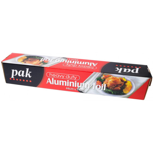 HEAVY DUTY ALUMINIUM FOIL ROLL 44CM x 150M (PAK44HD) (13 micron)