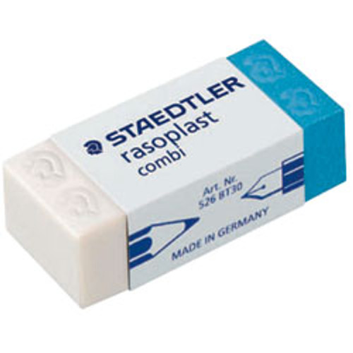 STAEDTLER RASOPLAST ERASERS Combi 43x19x13mm Ink & Pencil, Bx30