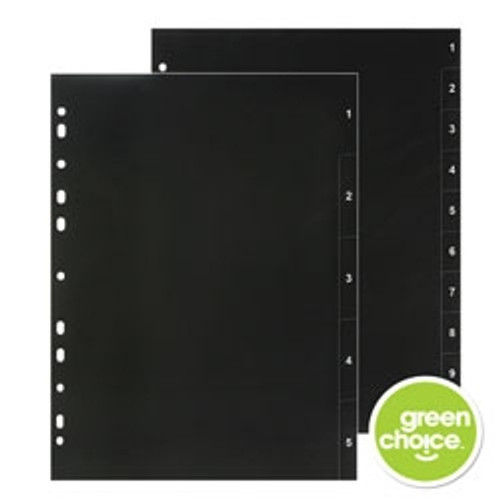 MARBIG ENVIRO DIVIDERS 100% Recycled PP 10 Tab Black