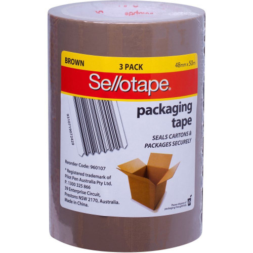 Sellotape Acrylic Adhesive Packaging Tape 48mmx50m Brown 3 Pack