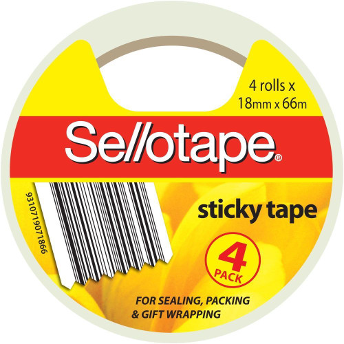 SELLOTAPE STICKY TAPE 18mmx66m Clear 4 Roll Shrink Wrap