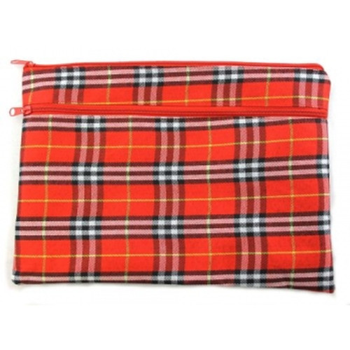 PROTEXT TARTAN PENCIL CASES Large 375x264mm 2 Zipper