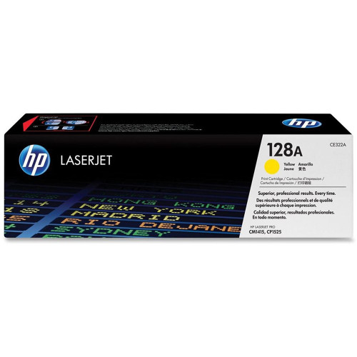 HP 128A YELLOW ORIGINAL LASERJET TONER CARTRIDGE 1.3K (CE322A) Suits LaserJet CP1525/CM1415
