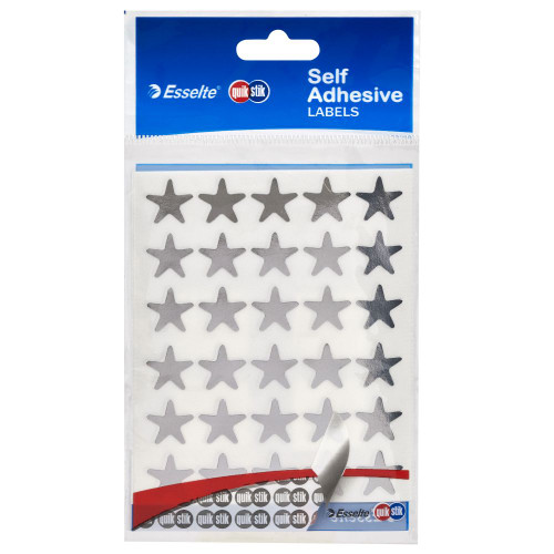 QUIK STIK FLAT PACK STICKERS Star 150 Labels Silver