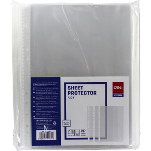 DELI SHEET PROTECTORS HEAVY DUTY 80MIC A4 (Box of 100)