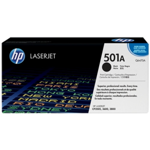 HP 501A BLACK ORIGINAL LASERJET TONER CARTRIDGE 6K (Q6470A) Suits Colour LaserJet 3600/3800/CP3505