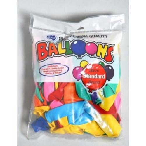 BALLOONS ALPEN 30CM ASSORTED PACK 100